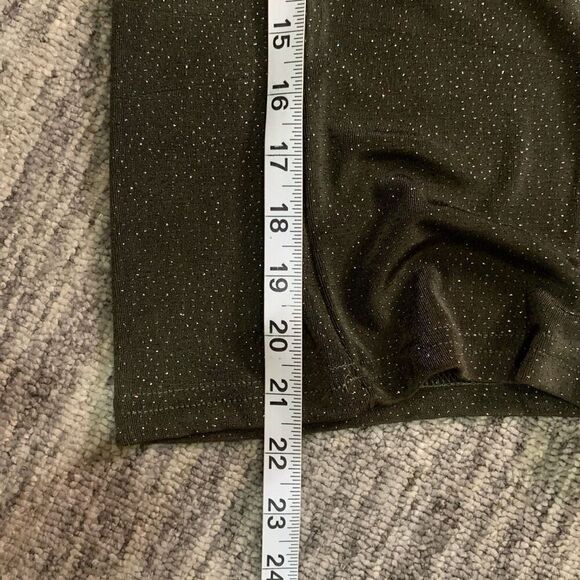 Womens Sz Large Pull On Wide Leg Pants Holiday Olive Green All Over Sparkle USA - Picture 5 of 6